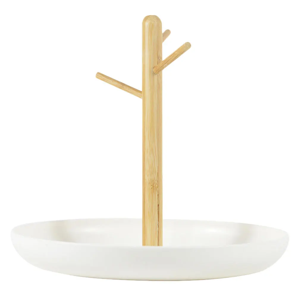 

Jewelry Display Rack White Bamboo Craft Desktop Ornament For Necklace Ring Earring Storage Sundries Organizer Home Decoration