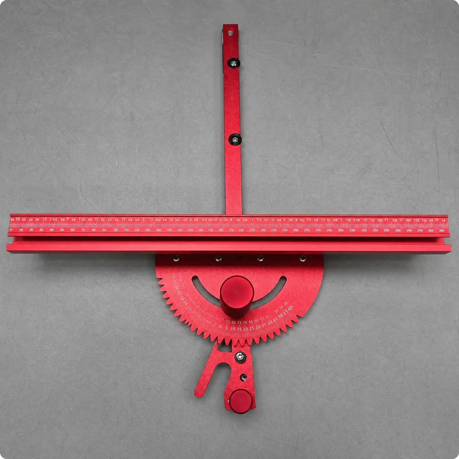 6063 Aluminum Woodworking Push Block with Dual Scale Measuring Fence for Safe Routing Carving and Cutting on Workbench
