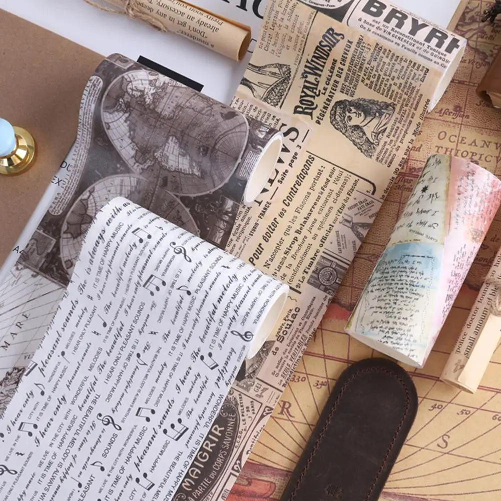 4ม้วนเทป Washi Vintage หนังสือพิมพ์ภาษาอังกฤษกาวเทปสำหรับสมุดติดรูปการ์ดห่อของขวัญ Dropshipping