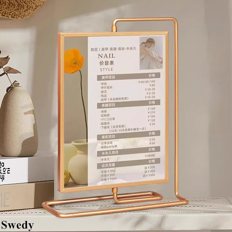 2 PCS 8 Inch 203x152mm Restaurant Menu Paper Holder Price Label Wedding Photo Picture Frame Acrylic Sign Holder Display Stand