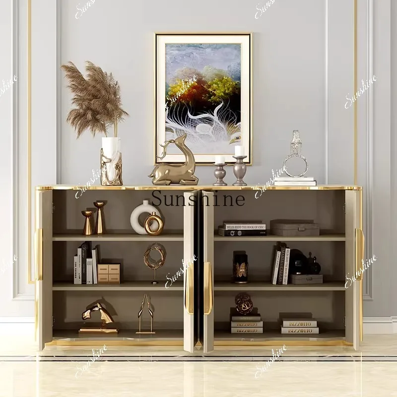 Light luxury entrance Italian luxury living room bright paint storage art decorative dining side cabinetP