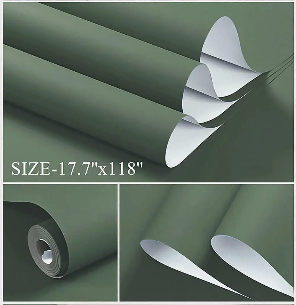 粘着性のある粘着性の壁紙,無地の緑のコンタクトペーパー,取り外し可能なテクスチャ,壁の装飾,ビニールロール