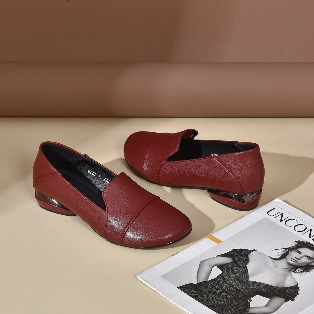 Women's shoes 2026 autumn low heel round toe flat shoes women's work shoes soft leather shallow mouth women's four season shoes view 5