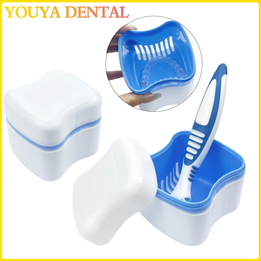 

1Pcs Bathroom Denture Cup Mouthguard Cleaning Container Denture Boxes Bath Dentures Container Denture Box for Travel Retainer