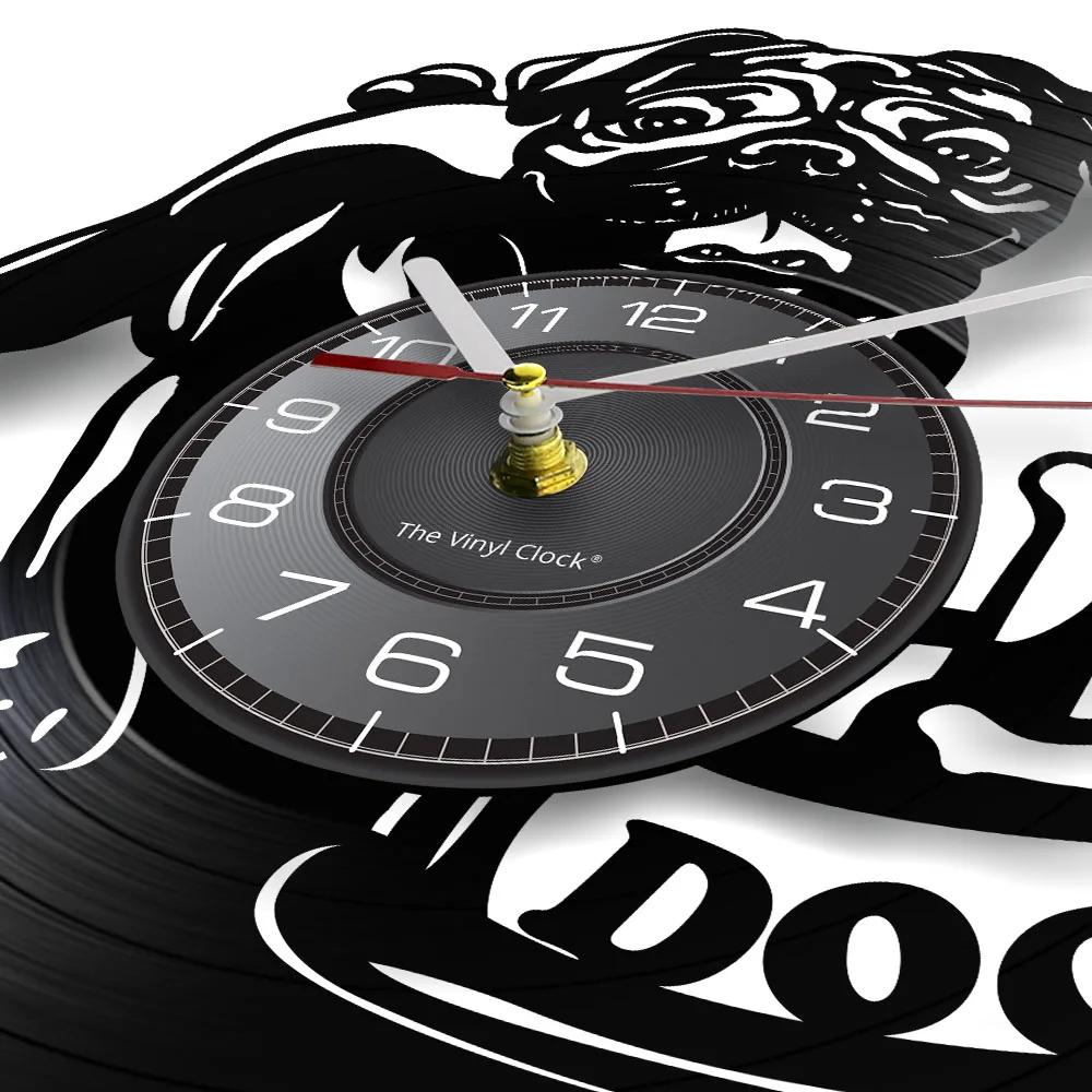 Pug Dog Wall Clock Vintage Puppy Wall Art Kid Room Wall Decor Vinyl Record Clock British Bulldog Clock Dog Breeds Gift Dog Lover