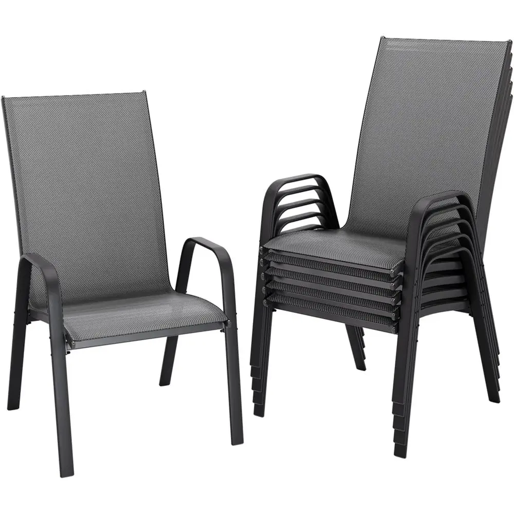 6-Piece Stackable Outdoor Dining Set, Weather-Resistant for Lawn, Garden, Backyard, Poolside, Grey