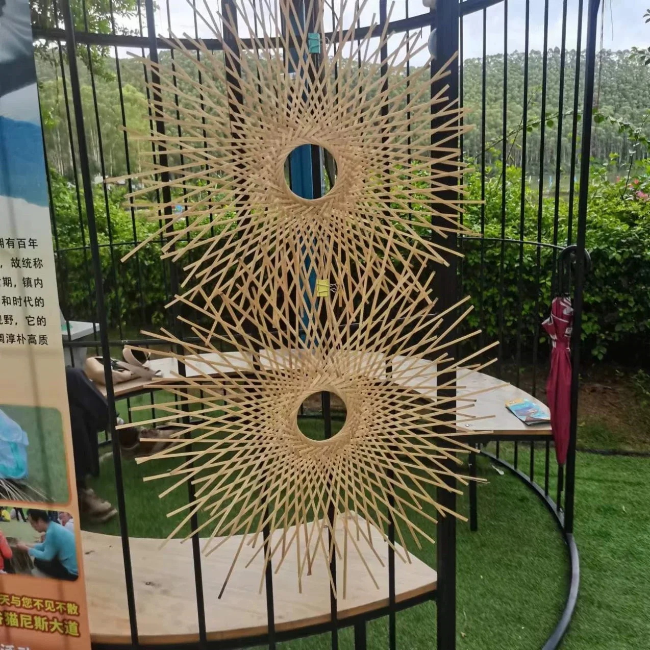 Vintage Circular Handmade Bamboo Woven Wall Stickers Background Rural Homestay Style Hotel Home Decor Rural Weaving Crafts 25pcs