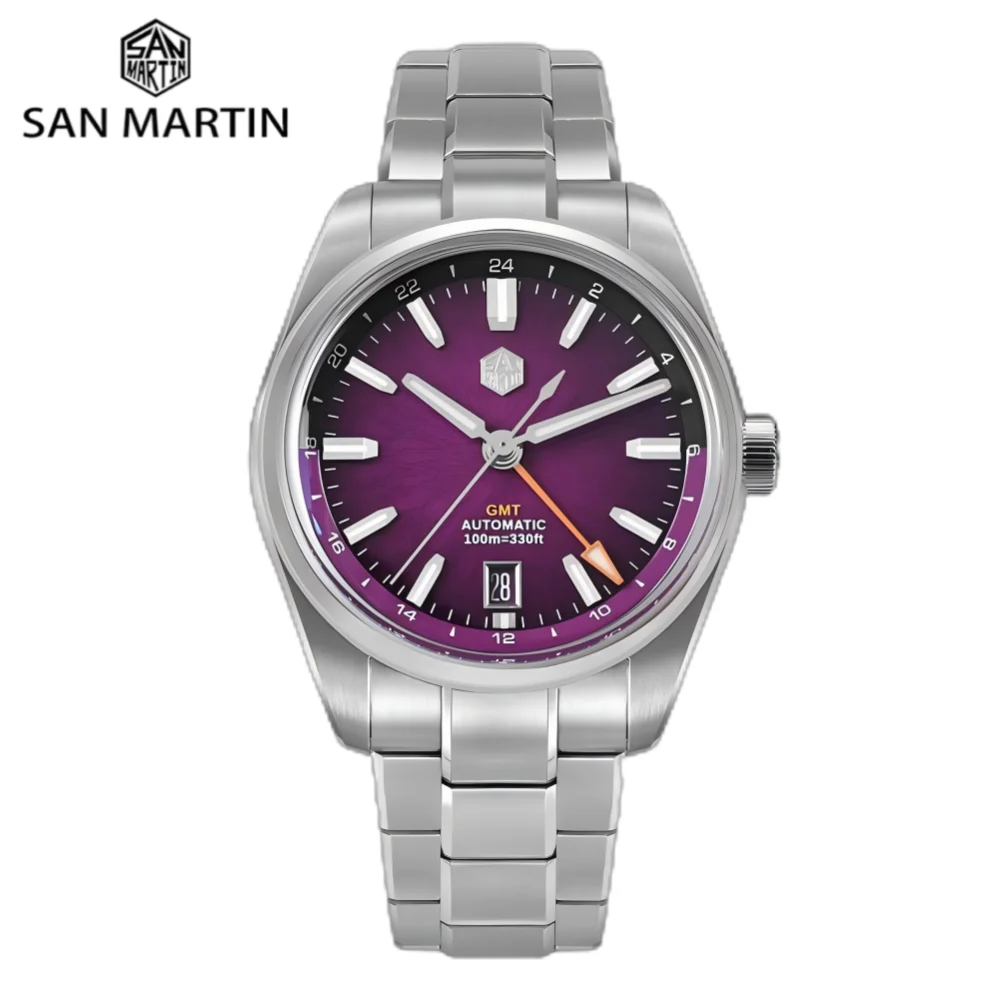 

San Martin 39mm JianZhan Dial Miyota 9075 True GMT Watch Men Mechanical Automatic 6H Date BGW-X1 Waterproof 10Bar Swim SN0144BGX