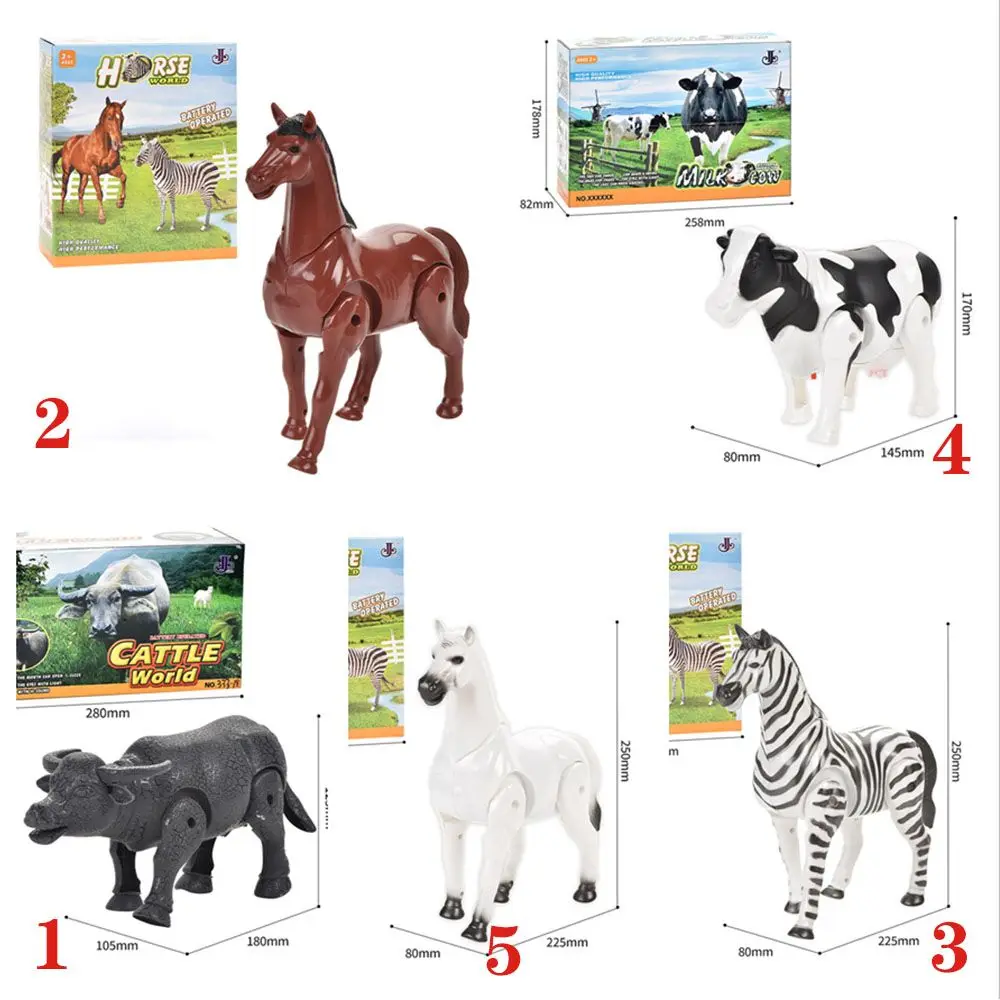 Zasilana bateriami krowa bydło zabawka koń zwierzęta gospodarskie model zebra królik