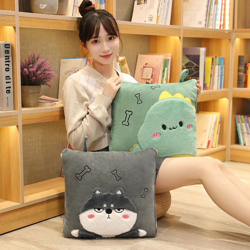 Cartoon Pillow Quilt Dual-Purpose Two-n-one Wholesale Office Cushion Cover Blanket Comfortable Washable Cotton Car Nap Blanket