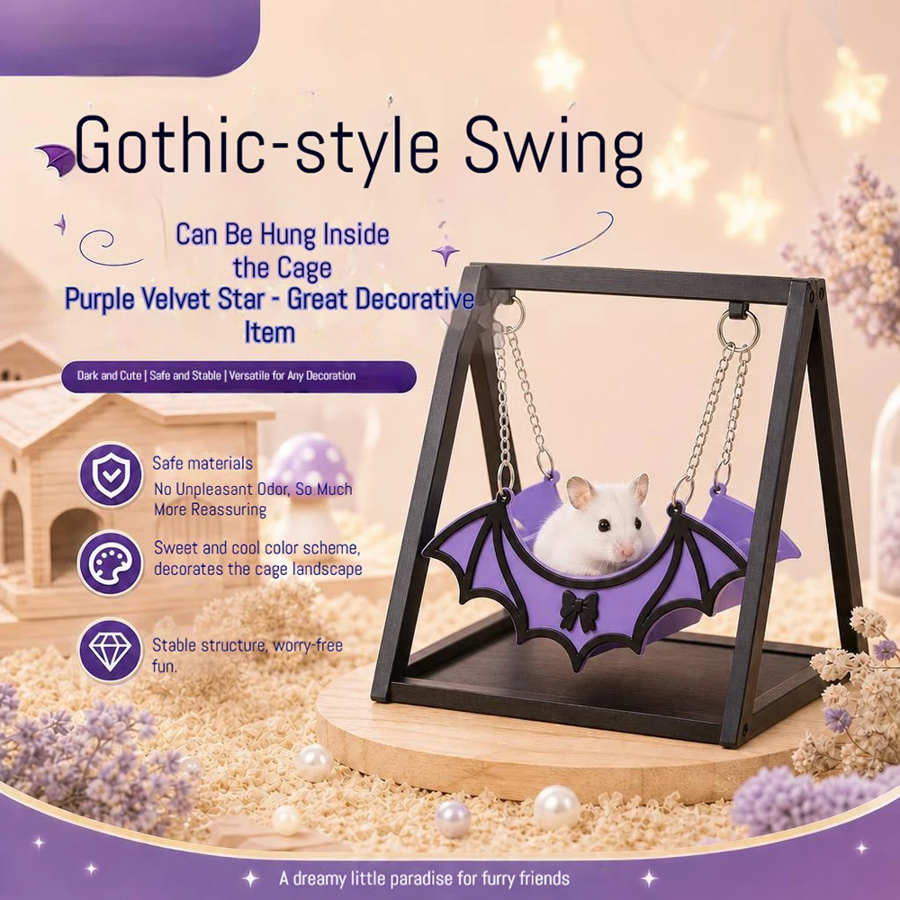 Cute Syrian Hamster Halloween-Themed Swing – Stable, Tip-Resistant Habitat Decor