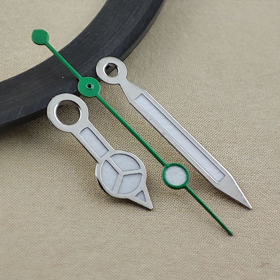 Relógio luminoso verde ponteiro mãos, relógio acessórios, NH35, NH36, 4R, movimento 7S