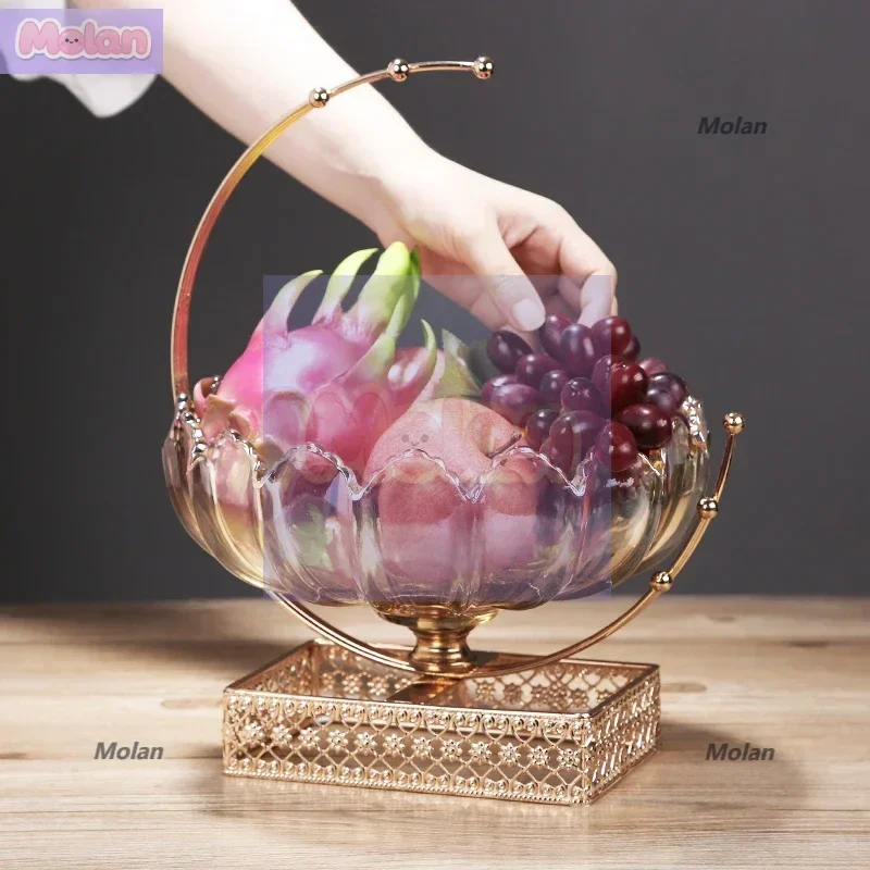 

European light luxury crystal glass fruit plate creative American living room coffee table household storage candy plate decorat