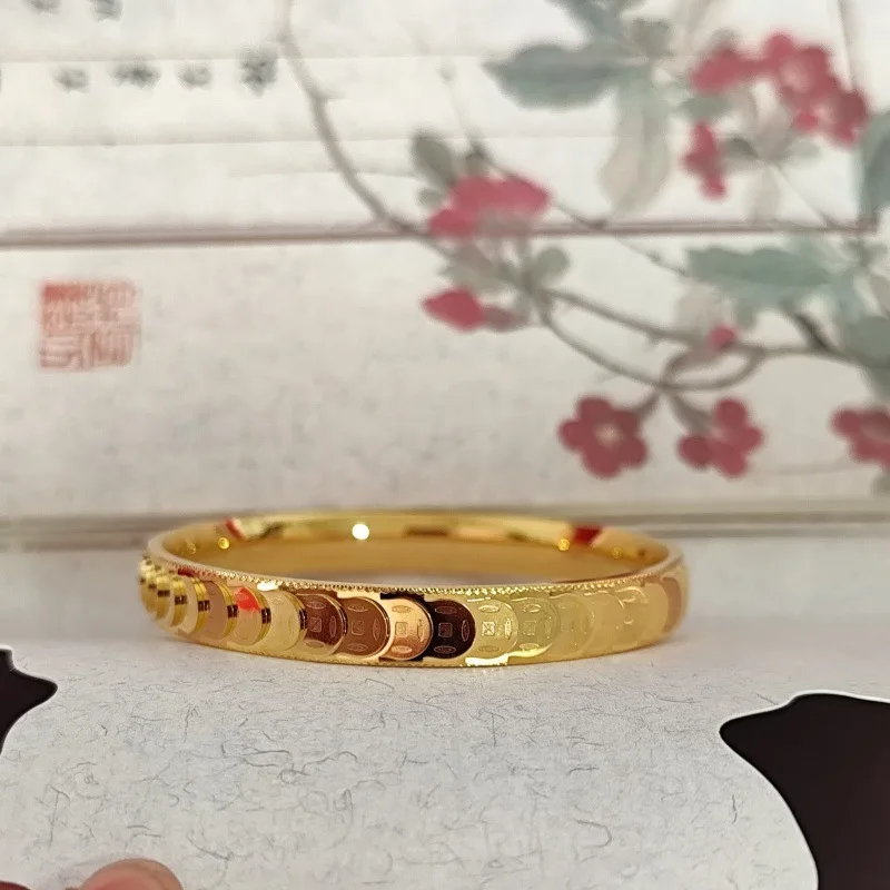 

Women Ancient Heritage Craft Copper Coin Bangle 24K Gold, AU999 - Heritage Craft + Coin, Pure AU999 Gold, Unique Taste Daily