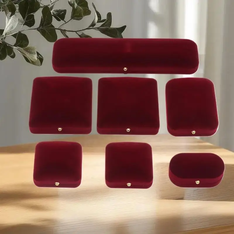 Flocking Gold Buckle Jewelry Box Pendant Ring Necklace Earring Bracelet Display Storage Box Luxury Feelings Packaging Box