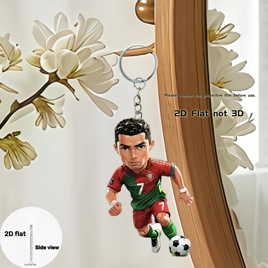 C Ronaldo Soccer Player Keychain 2D Acrylic Pendant Versatile Charm Decor for Car Mirror Backpacks Birthdays Festive Party Gift view 4