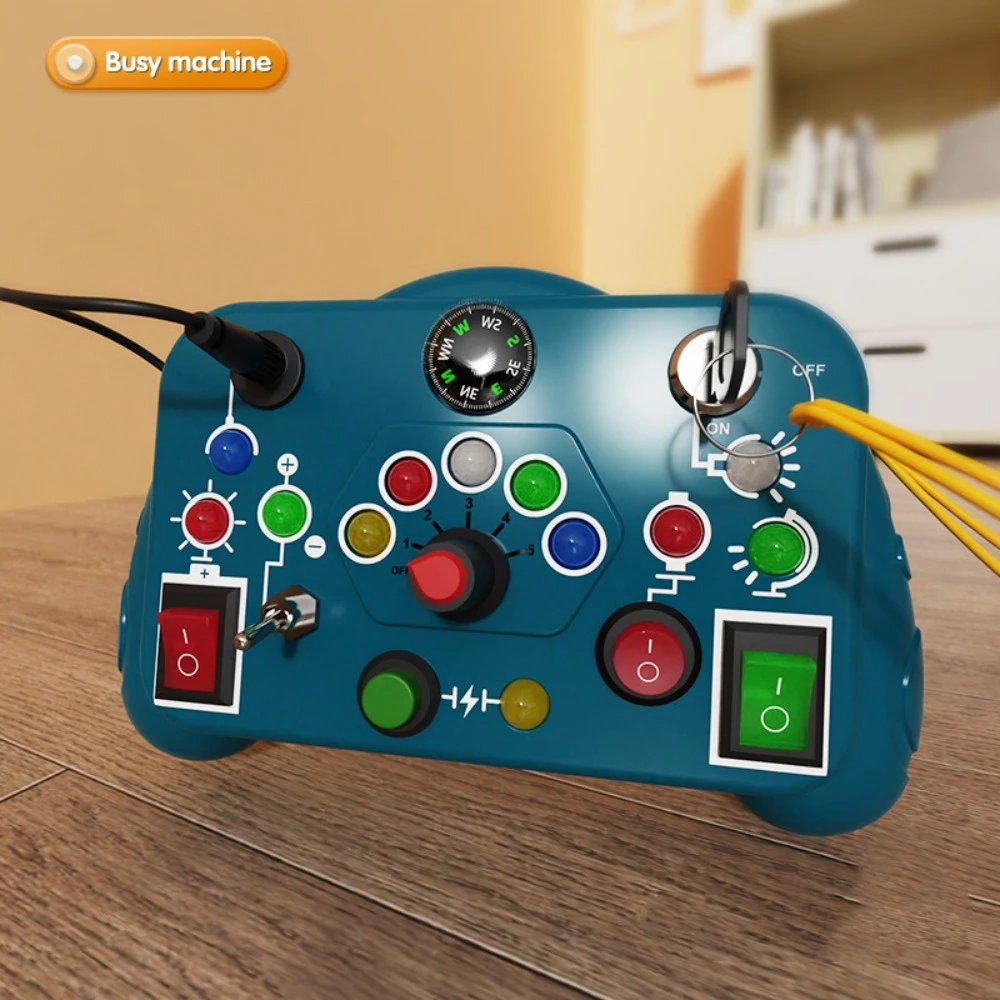 Montessori Busy Board Sensory Educational with LED Light Sensory Board Switch Buttons Switches Preschool Education