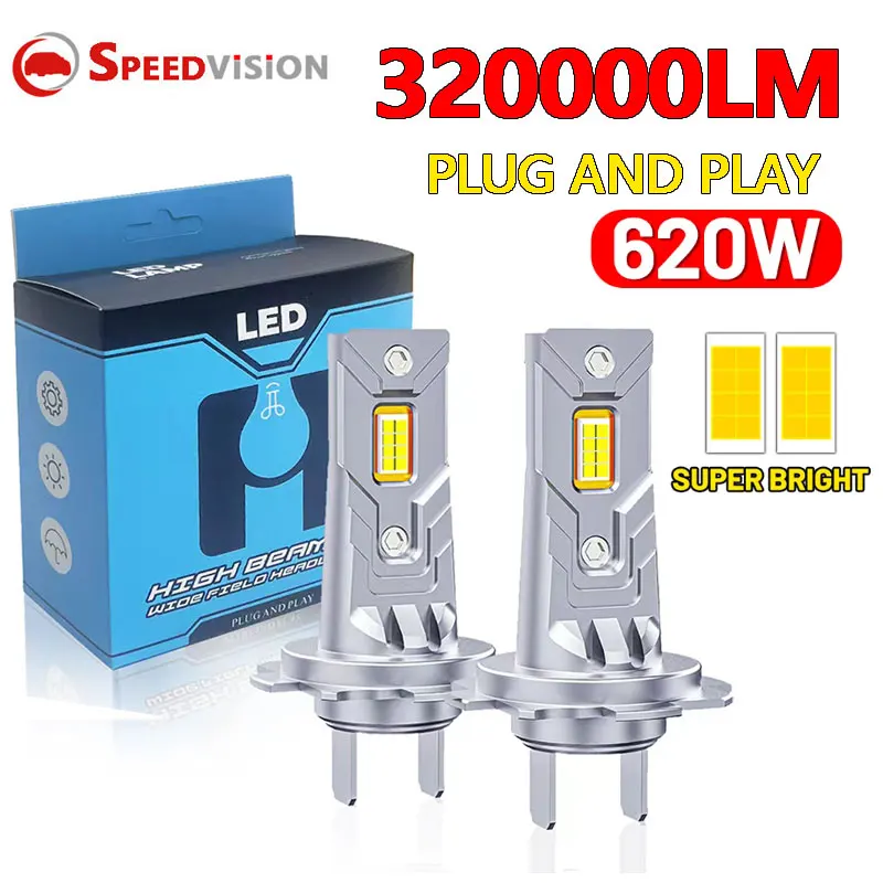 

H7 Led Headlight Bulb H4 H11 320000LM 620W High Power 1:1 Car Lamp 9005 9006 HB3 HB4 9012 Fog Lights Plug&Play Turbo Led 12V 24V