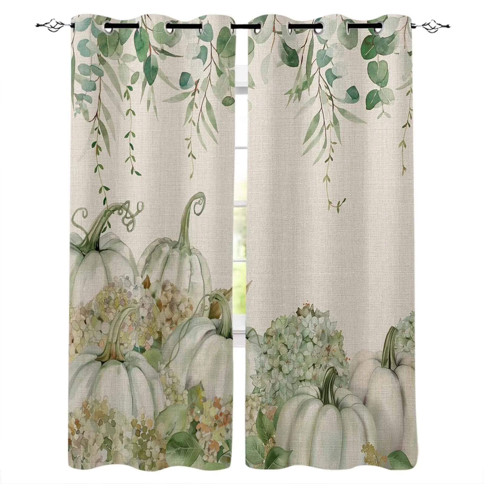 Autumn Thanksgiving Pumpkin Curtains For Living Room Kids Bedroom Window Curtain Hall Drape Long Cortinas