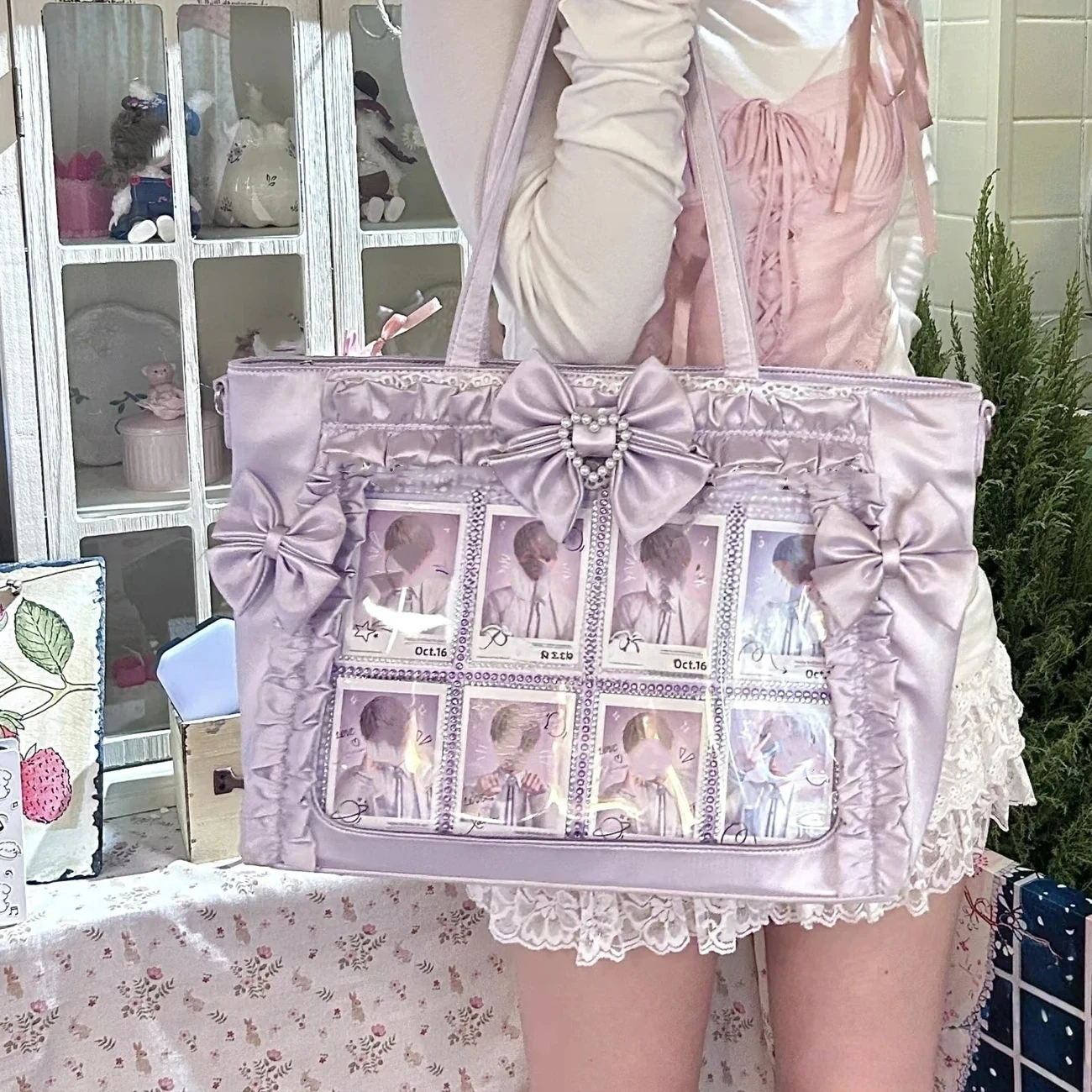 

New Sweet and Cool Girl Ulzzang Ita Bag Lace Bow Ribbon JK Uniform Shoulder Bag Comic Exhibition Portable Y2K Tote Bag