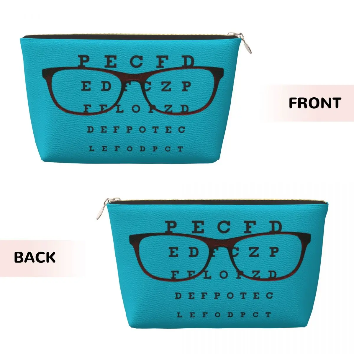 Custom Funny Glasses With Eye Test Chart Toiletry Bag Optician Optometrist Makeup Cosmetic  Lady Beauty Storage Dopp Kit Case