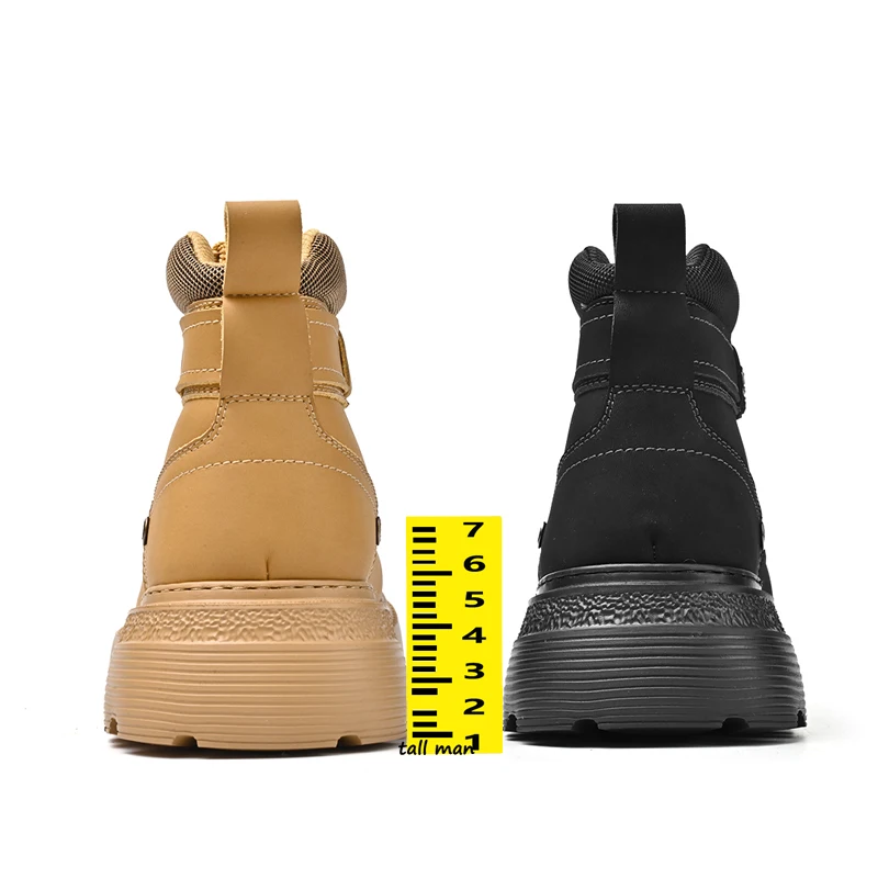 Boots Chunky Men's Elevator Shoes  Height Increase Insole 7cm Lift  Plus Size 38-46