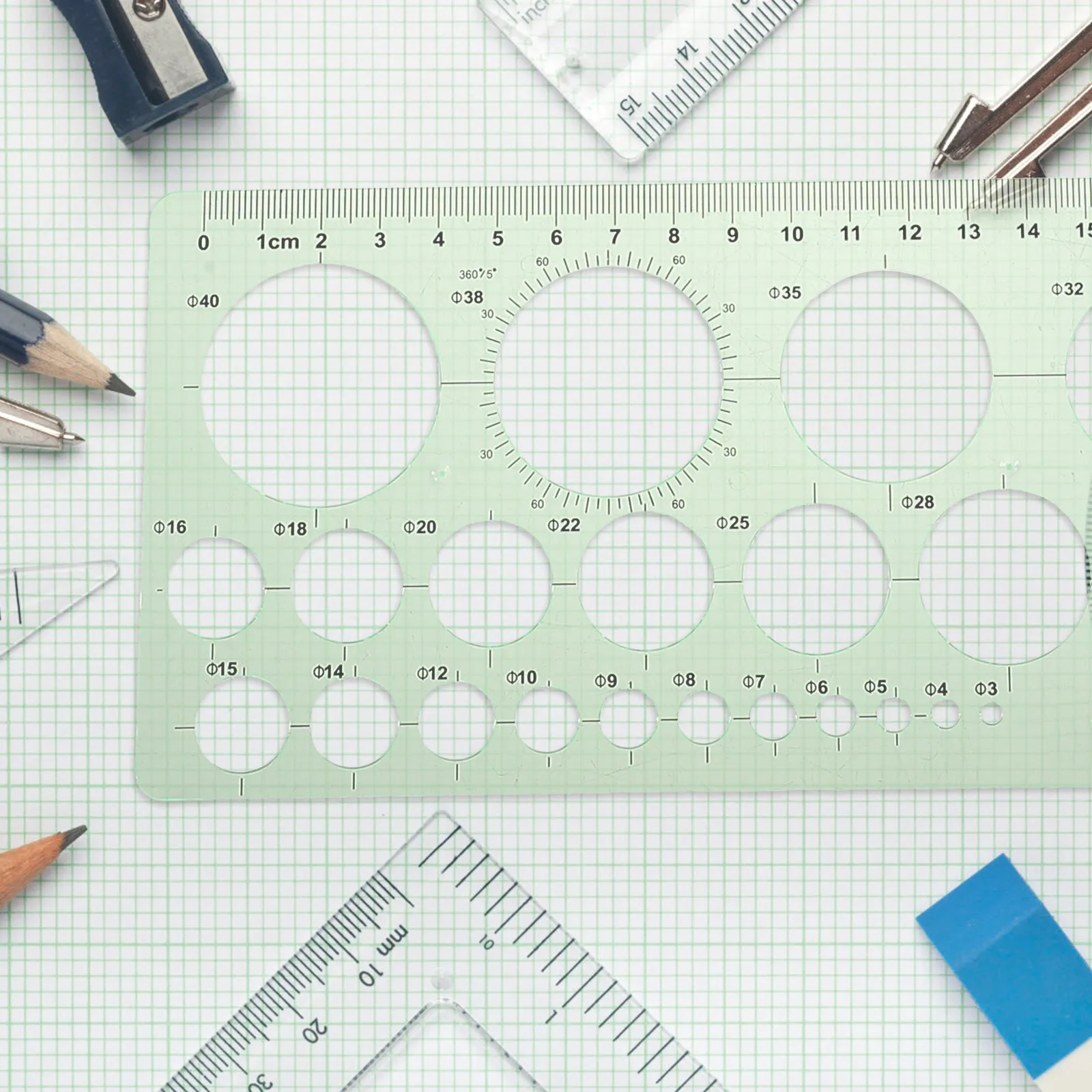 3Pcs Drawing Rulers Geometric Templates Plastic Measuring Rulers Drafting Tools Students Stationery Supplies Architecture Design