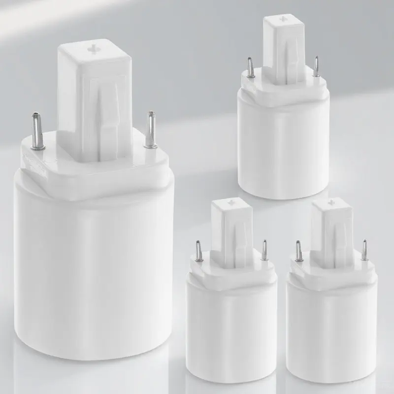 4Pcs G24d to E27 Light Socket Adapter Converter 2 Pin Bulb for LED Halogen Filament Lamps Easy Install