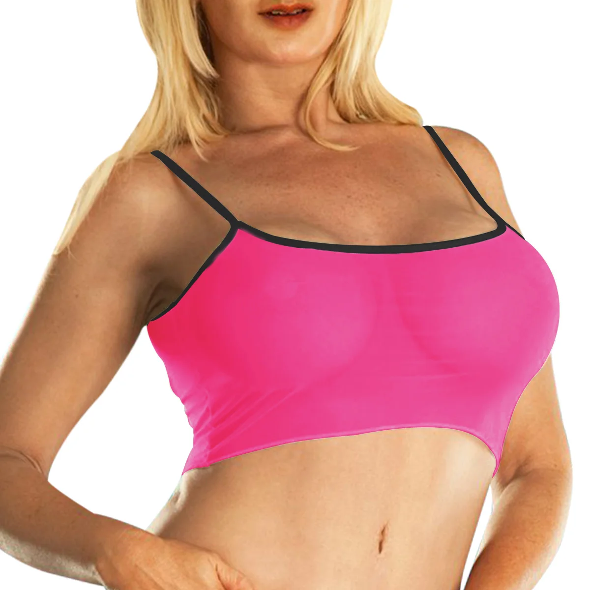 Regatas transparentes para mulheres, top cropped elástico transparente, alça sem mangas de verão, malha feminina, top branco