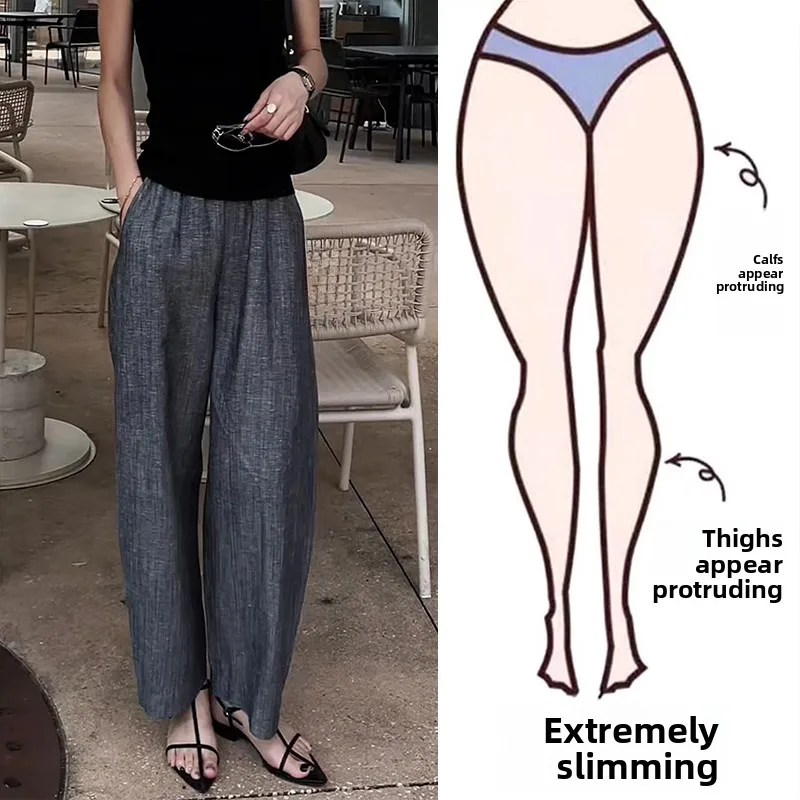 

Loose Summer Casual Pants plus Size Women's Lazy Wide Leg Trousers High Waist Straight Cut for Heavy MM Comfortable Breathable