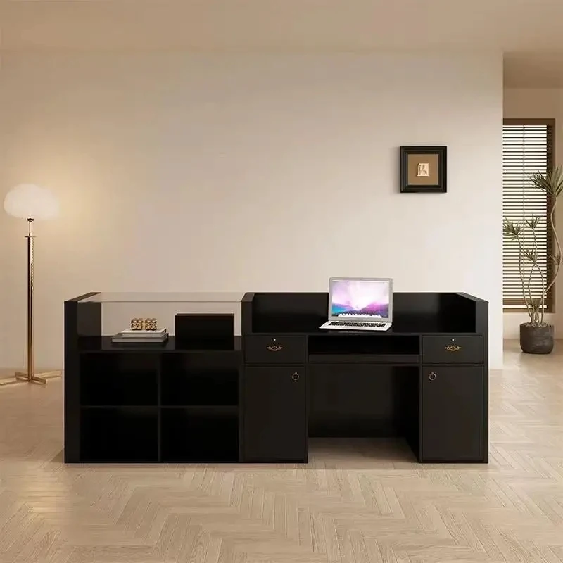custom.Modern Office Reception Desk Clothing Store Beauty Salon Bar MDF Luxury Commercial Furniture view 4