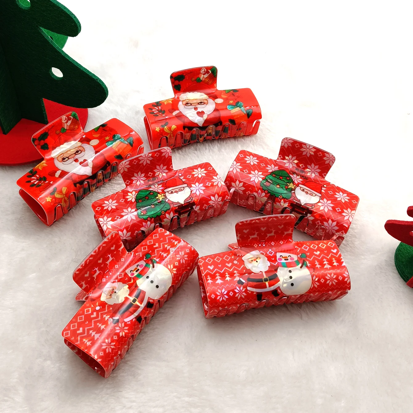 

1/3/6 шт., рождественский стиль, печатный коготь для волос, модная и милая женская заколка для волос, вечерние аксессуары для волос