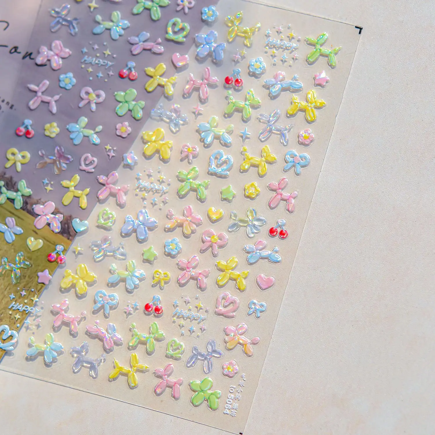 Burbujas brillantes estrellas Dreamy Ocean Shell Concha estrella de mar medusas coloridas 5D pegatinas para decoración de uñas calcomanías autoadhesivas para manicura DIY