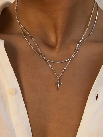 Fashion Minimalist Cross Pendant Necklace for Men Perfect Gift for Boyfriend Trendy Stylish Jewelry