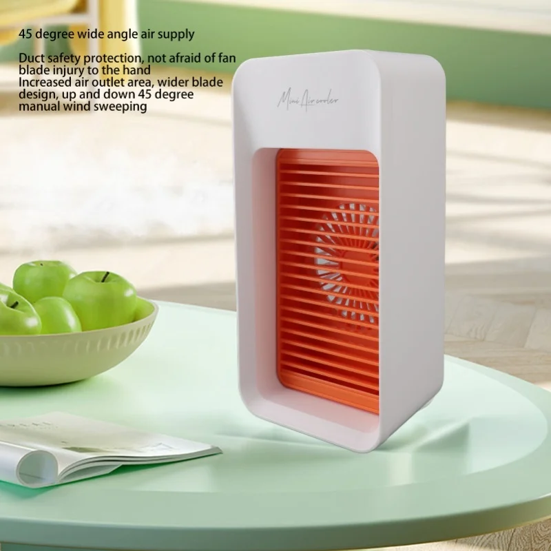 Desktop Spray Fan Multifunctional Efficient Silent Plug In Type Table Cooling Fan Small Misting Fan For Home Office White Orange