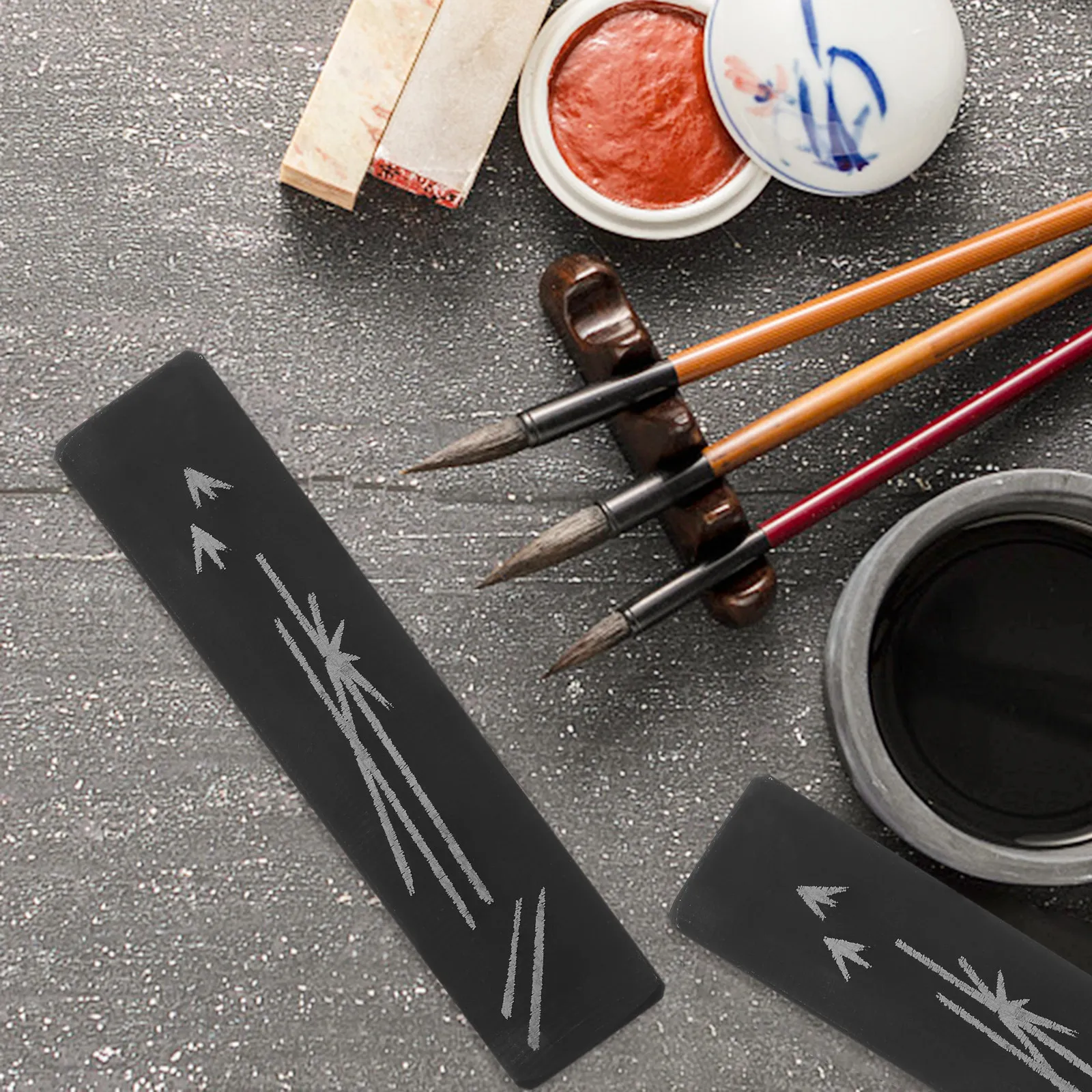 2Pcs Stone Paperweight Set Natural Texture Heavy Duty Calligraphy Paperweight for Chinese Sumi Drawing Kanji Art Office Desk