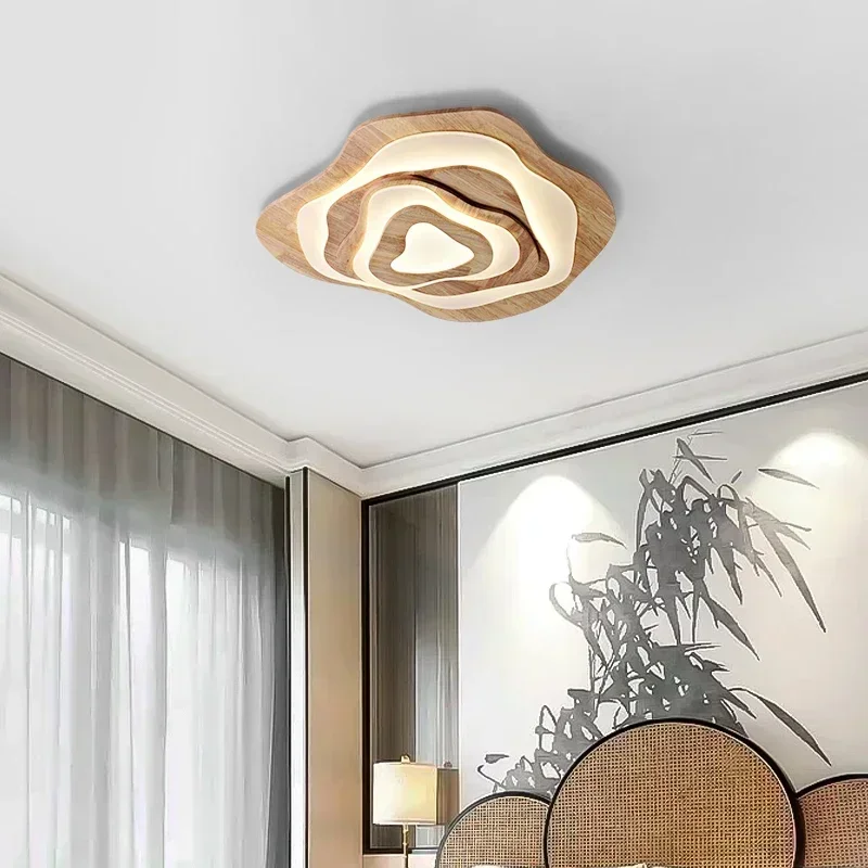 

Wooden Chinese Zen Ceiling Lamp Creative Cloud Acrylic LED Lustre Hotel Restaurant Bedroom Balcony Lounge Decorative Light
