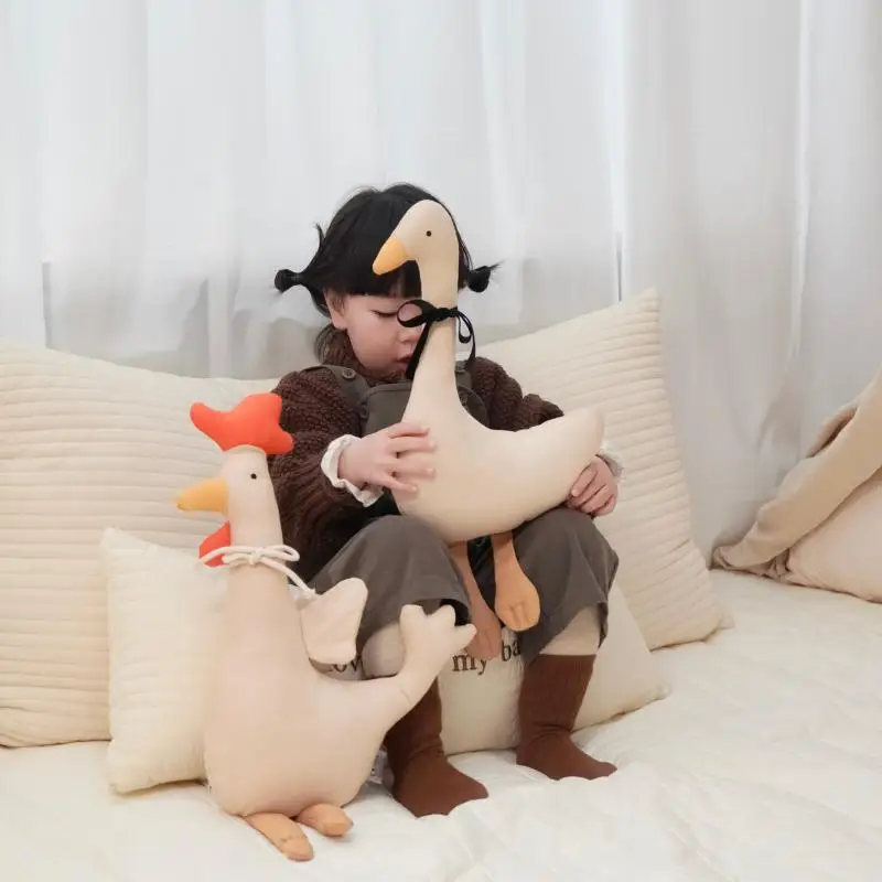 2025 Nieuwe Baby Haan Giraffe Pop Canvas Speelgoed Kaki Kip Pop kinderen Rustgevende Pop Gans Kussen PP Katoen