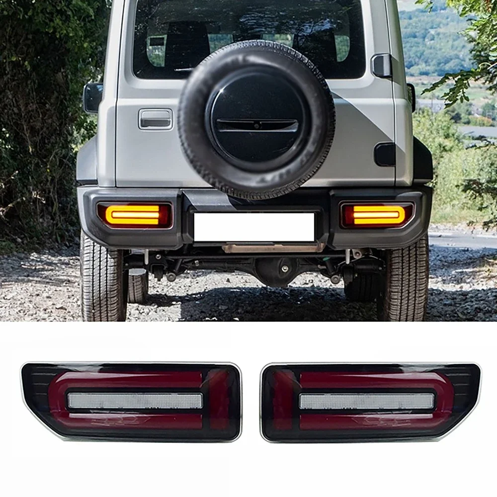 

Светодиодные задние фонари в сборе для Suzuki Jimny 2019-2024, задний белый задний ход, янтарный указатель поворота и красный беговой гигнал дальнего/тормозного фонаря