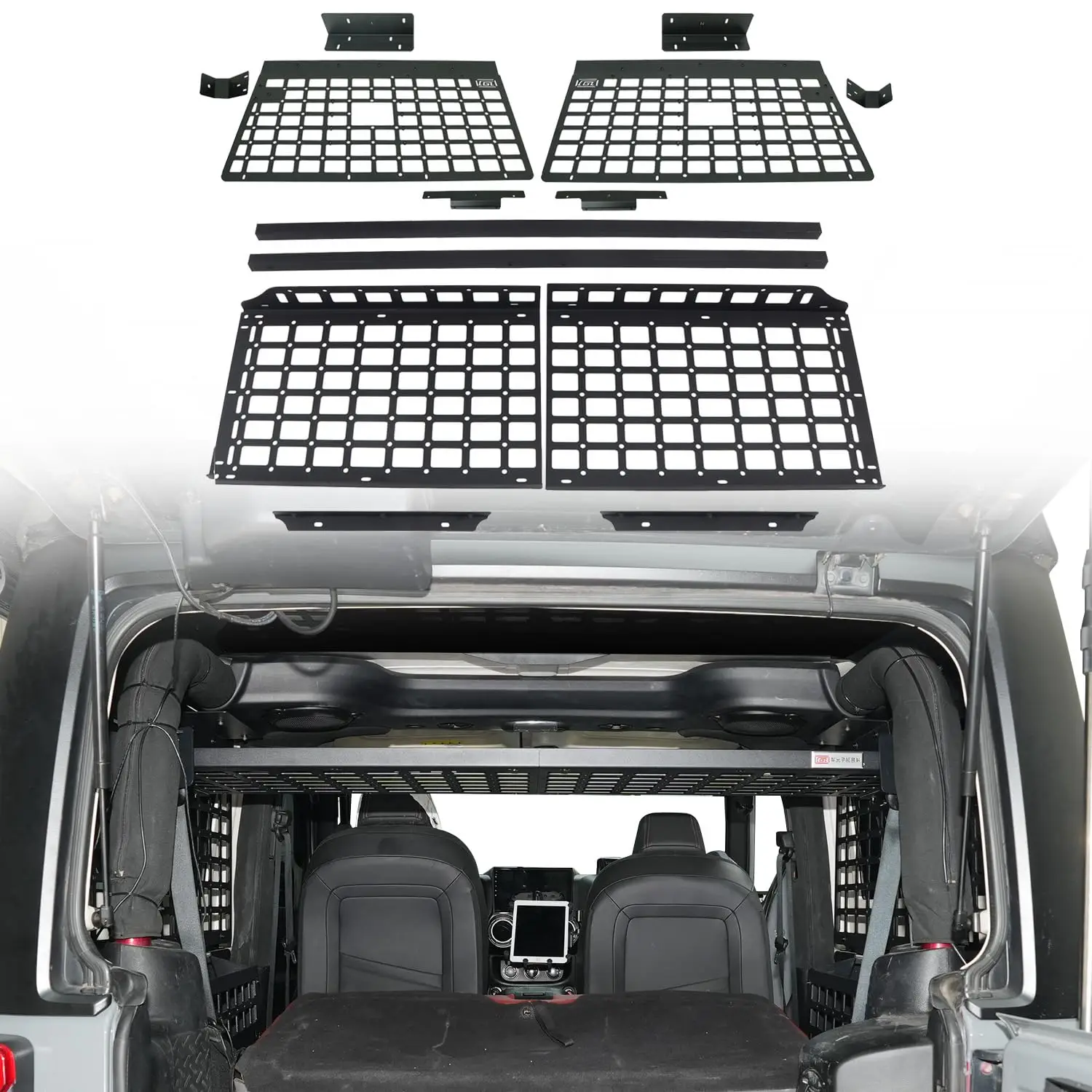 Organizzatore Modulare per Bagagliaio in Lega di Alluminio, Rete Portaoggetti, Portapacchi Salvaspazio per Jeep Wrangler JK 2 Porte Hardtop 2007-2017