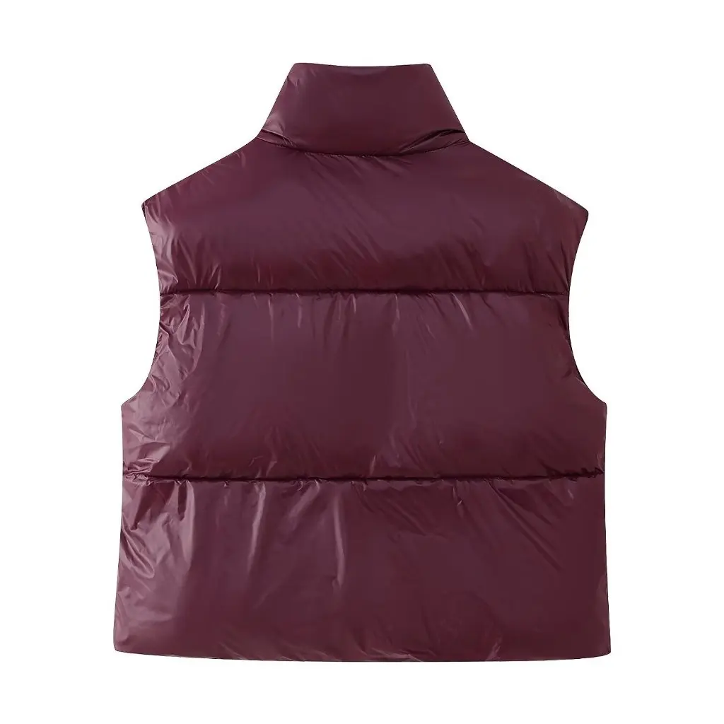 

European And American Fashion Sleeveless Vest Jacket Stand Collar Zipper Decoration Solid Color Women's Spring New H99350