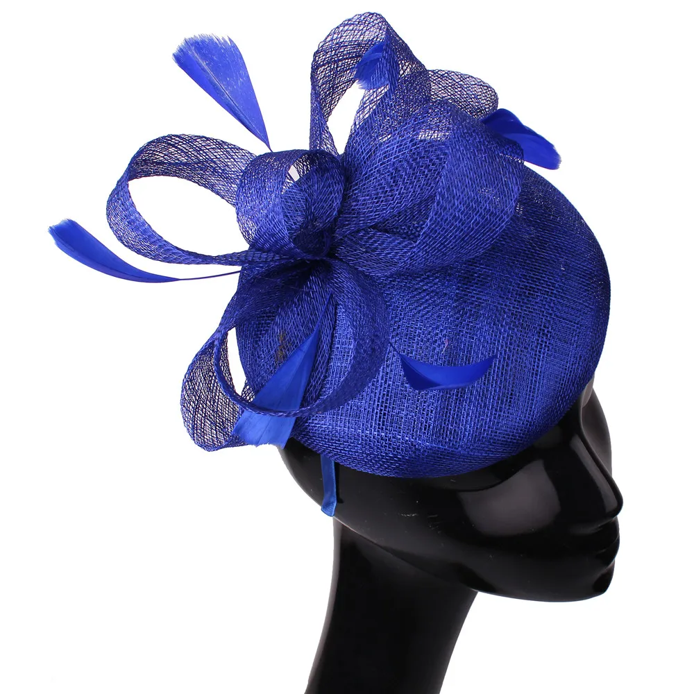 

4-Layer Sinamay Wedding Fascinator Hat Hair Clip Church Chapeau For Women Tea Party Hair Accessories Cocktail Event Feather Hats