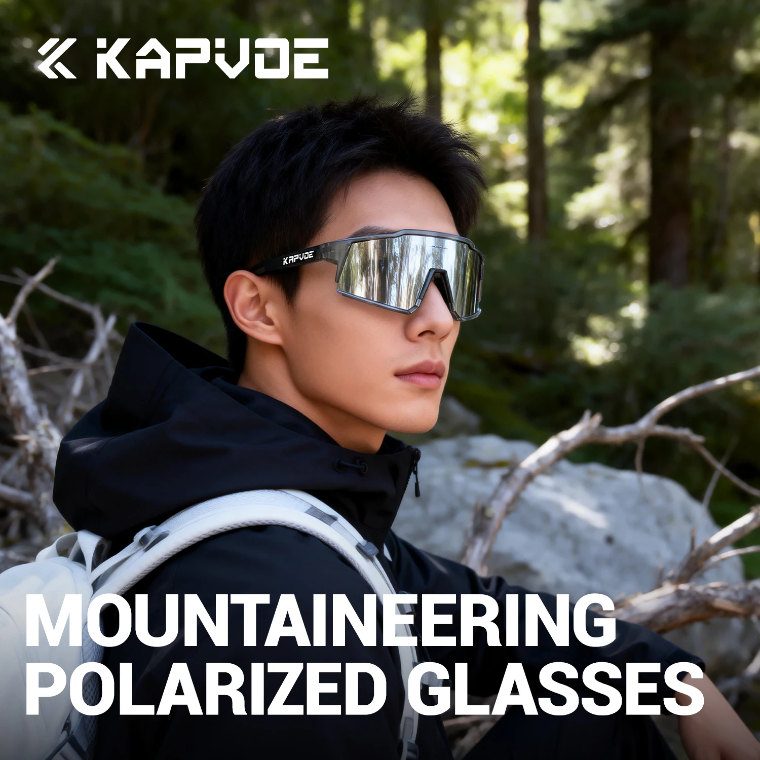 KAPVOE UV400 Polarized Hiking Sunglasses Wraparound Wind Sand Proof Sports Pickleball Glasses Outdoor Climbing Outdoor Glasses