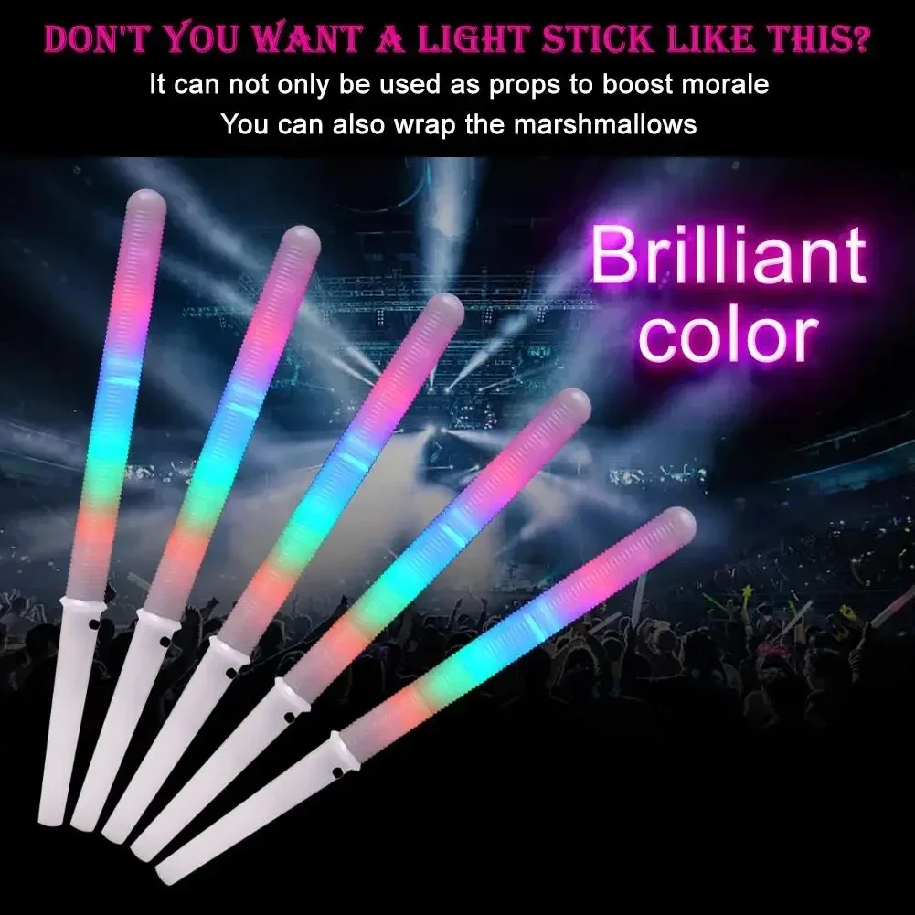 

10PCS Colorful LED Glow Sticks Cotton Candy Cones Reusable Glowing Marshmallows Sticks LED Light Tubes Party Props