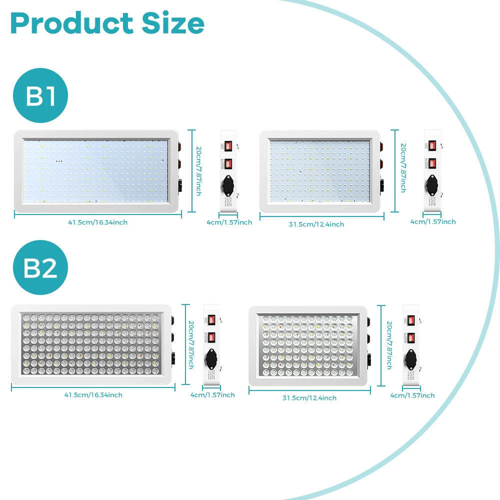 LED Plant Grow Light Full Spectrum 300W Hydroponic Greenhouse Tent Growth Box Fruit Succulent Cultivation Lamp BLoom/VEG 2Modes