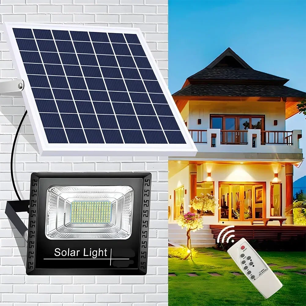 Luces de inundación solares de 30-500W con Control remoto para exteriores IP67, foco impermeable con energía Solar, lámparas de pared reflectoras solares