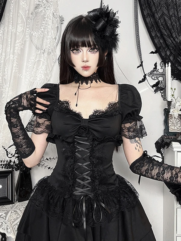 تنورة Gothic Sle loween Bubble Sve Dr ذات الخصر المنفوش مع حزام عالي الخصر من ألياف البوليستر ort Sve Wo...