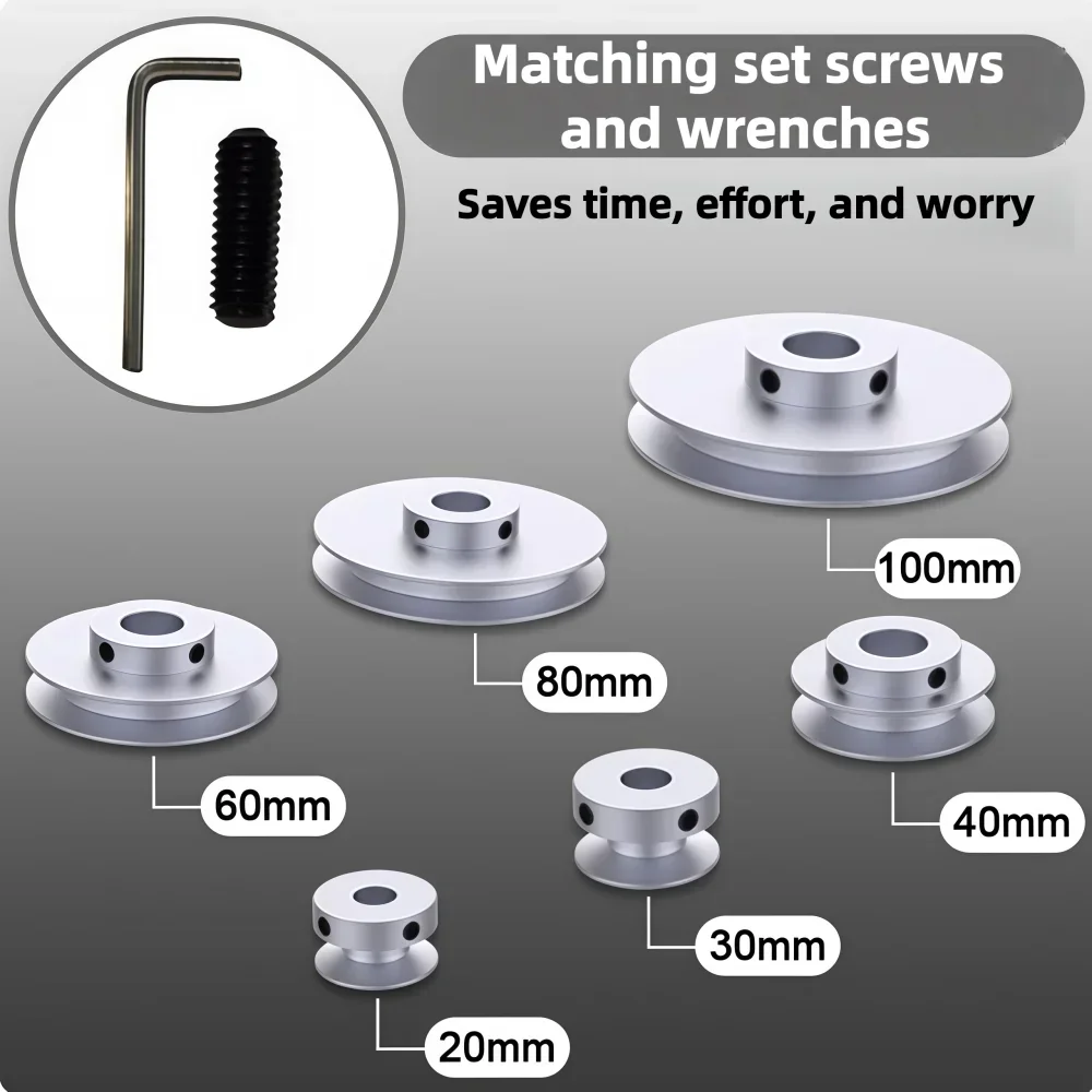 6mm U-Shaped Single/Dual Groove PU Round Belt Transmission Wheel O-Disk Aluminum Alloy Motor Spindle Pulley for Dedicated System