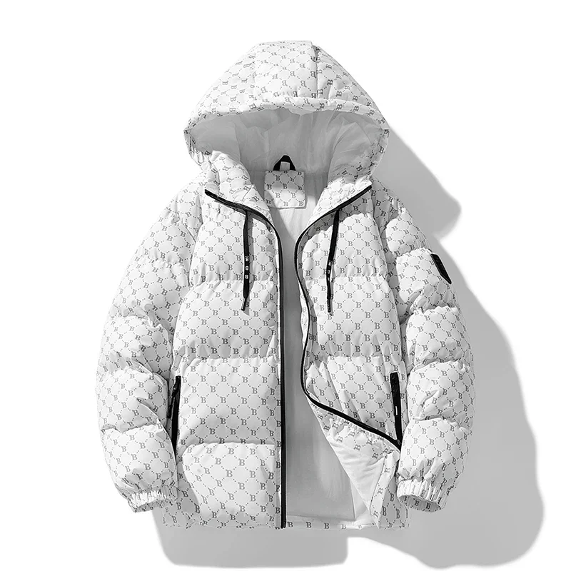 2023 Winter neue beliebte Baumwoll jacke Männer Brot jacke Baumwoll jacke Reiß verschluss tasche Kapuze Baumwoll jacke Jugend oberteil