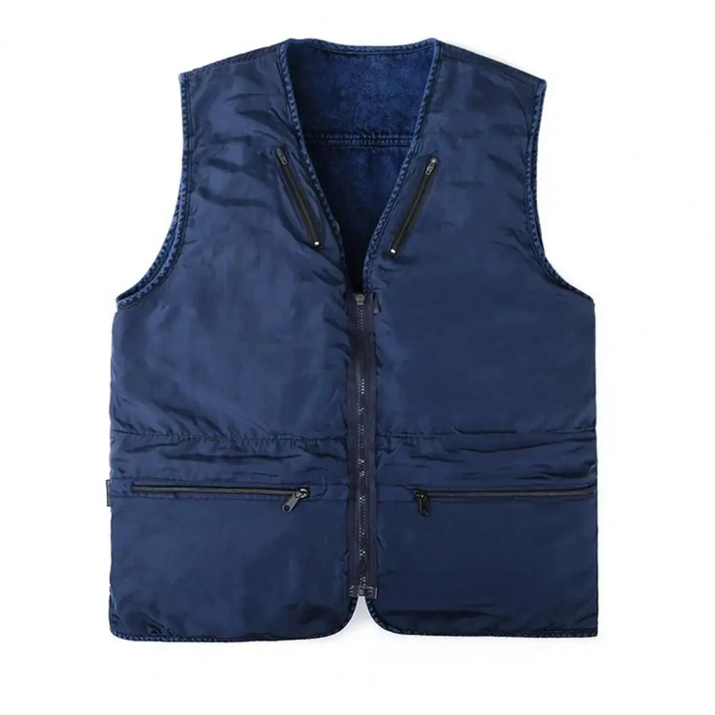 

Vest Coat Multiple Pockets Comfy Streetwear Loose V Neck Vest Outerwear Sleeveless Coat Denim Waistcoat for Camping